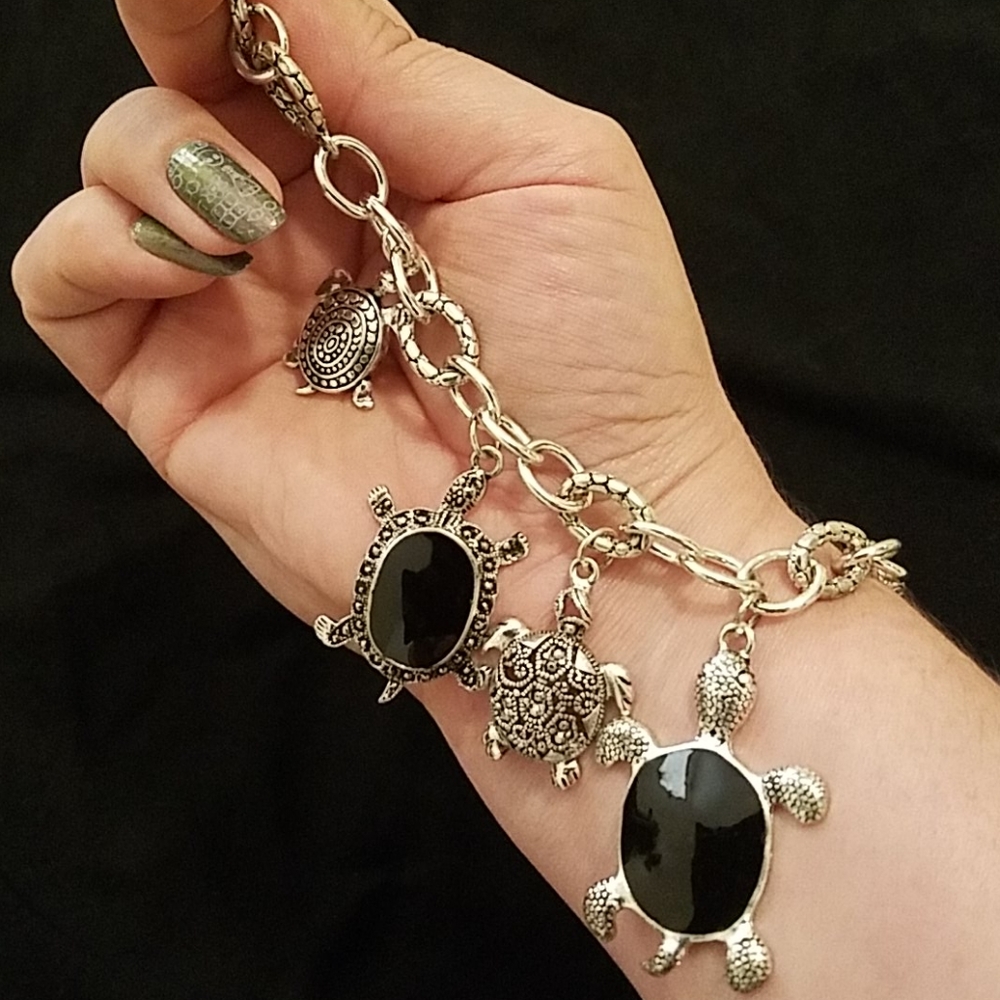 Turtle Charms Silver Bracelet